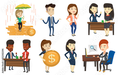 Vector set of business characters.