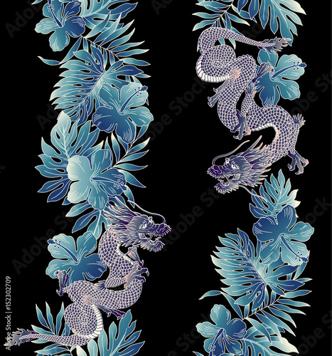 ハイビスカスと龍