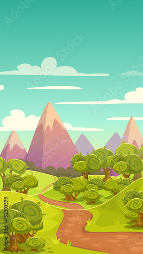 Cartoon vertical nature landscape.
