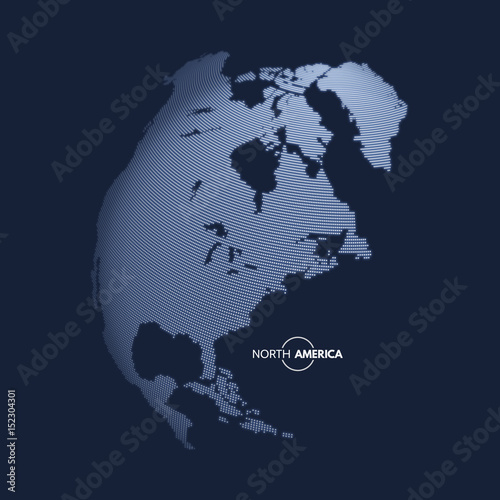 North America. Earth globe. Global business marketing concept. Dotted style. Design for education, science, web presentations.