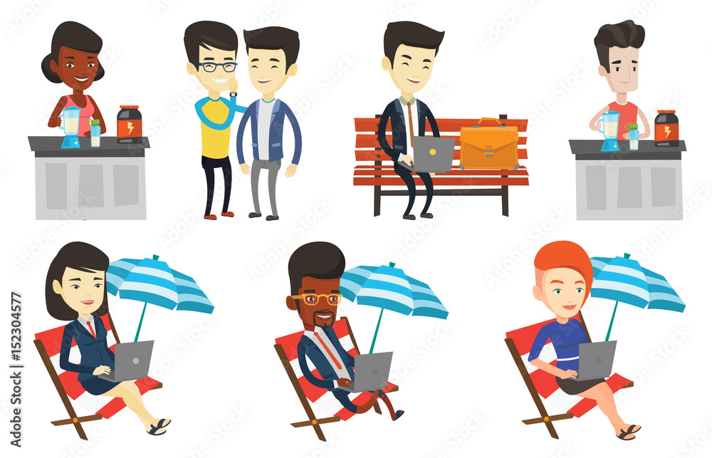 Vector set of sport and business characters.