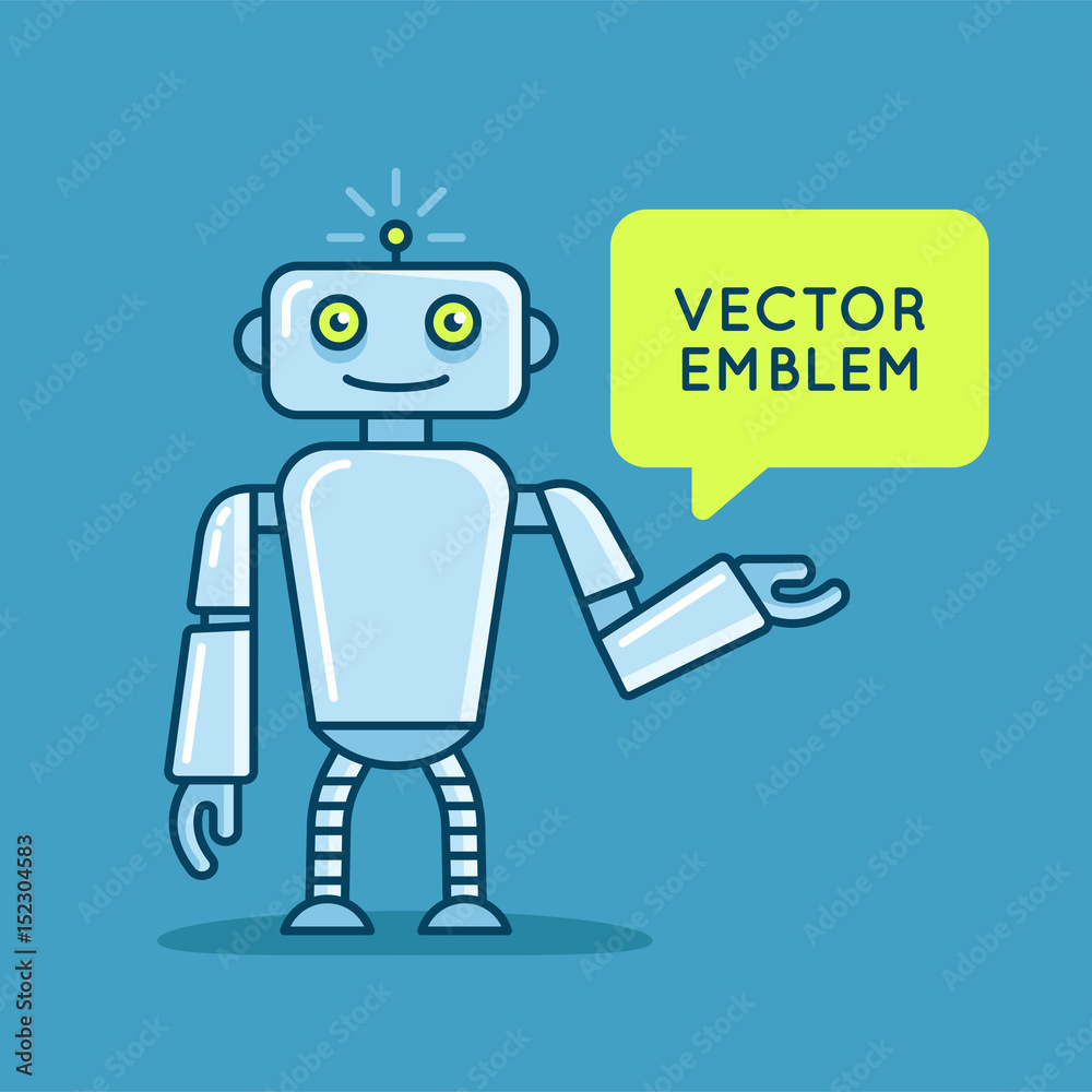 Vector logo design template in flat and simple style - robot mascot Vector logo design template in flat and simple style - robot mascot