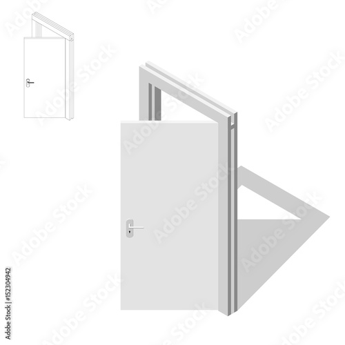 Open door. Isolated on white background. 3d Vector illustration.