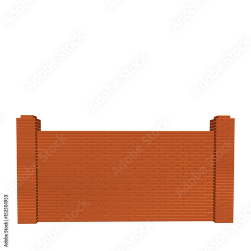 Brick fence. Isolated on wh...