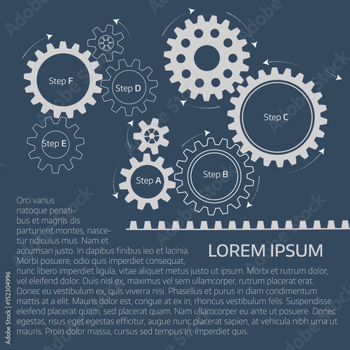 Vector infographic template with gears  on grey background.