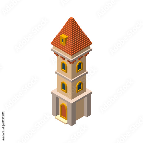 Castle tower. Isolated on w...