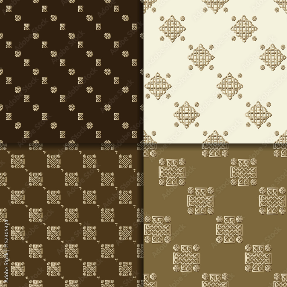 Celtic knot seamless pattern set Celtic knot seamless pattern set