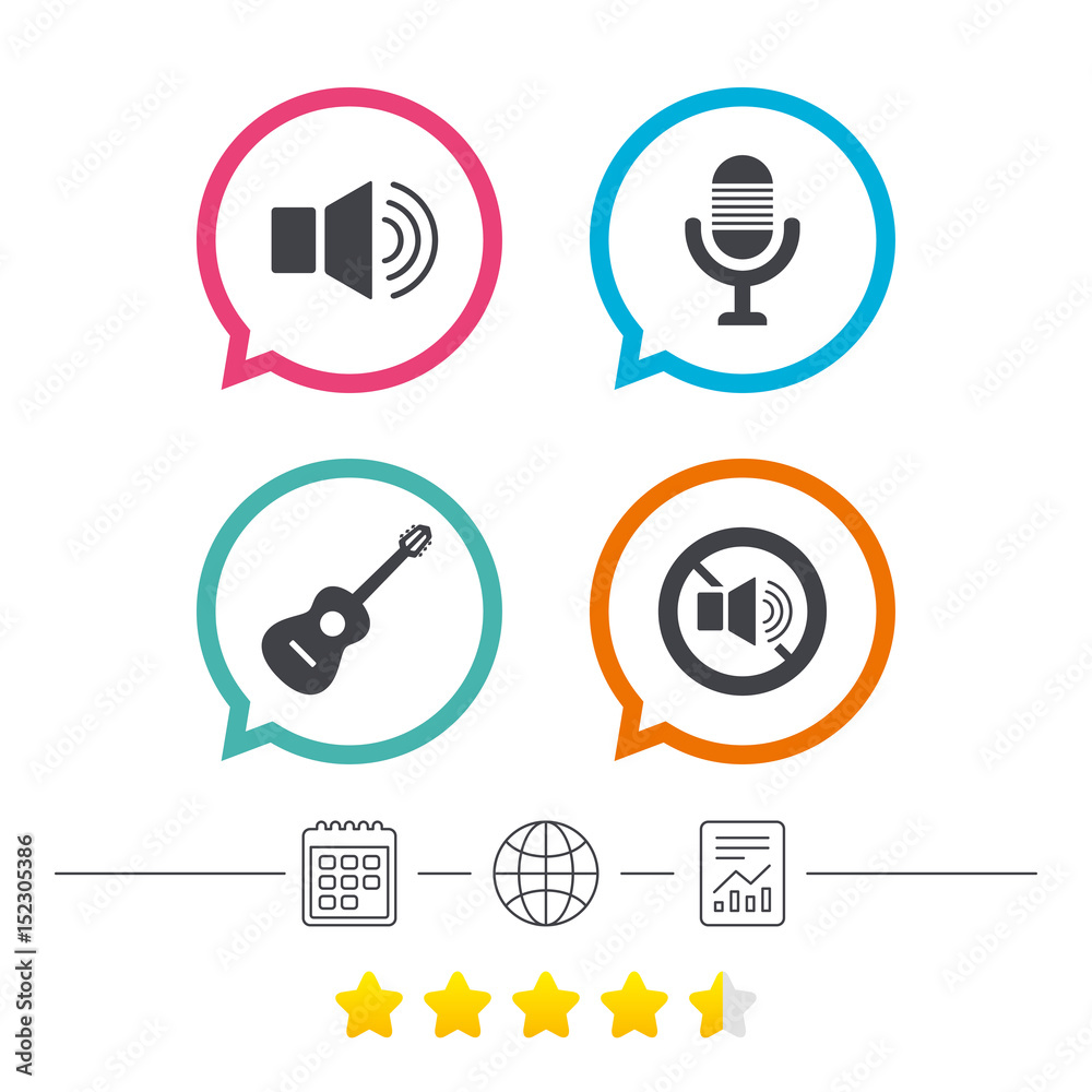 Musical elements icon. Microphone, Sound speaker. Musical elements icon. Microphone, Sound speaker.