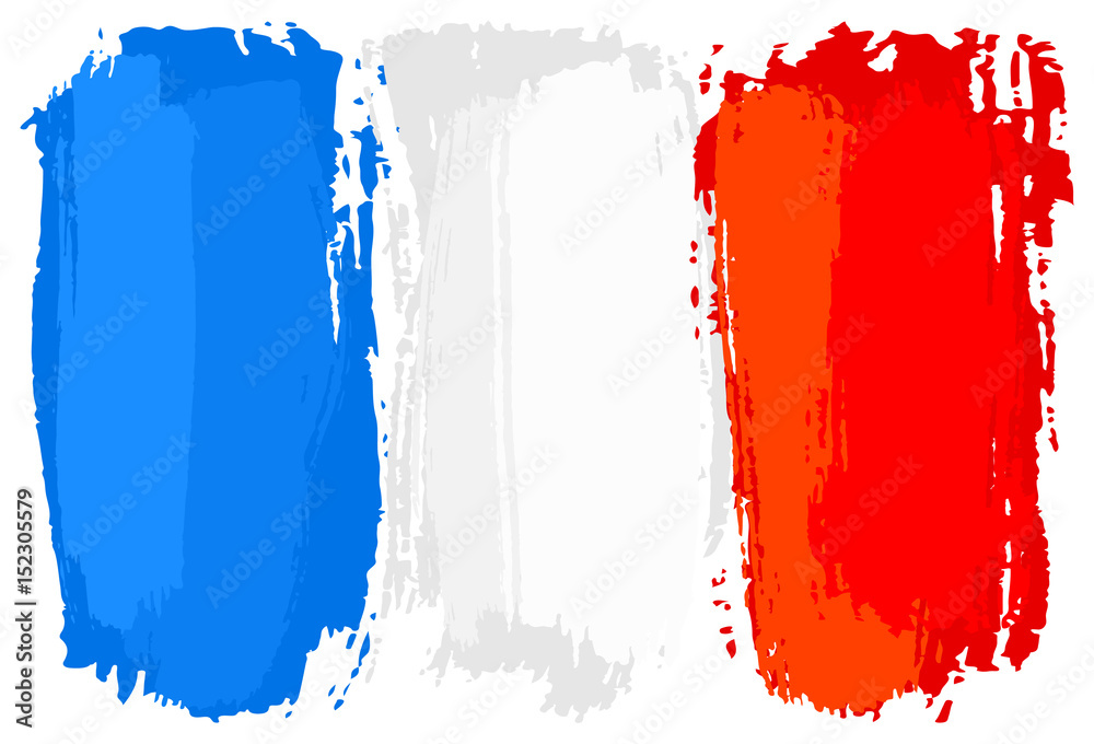 Flagge von Frankreich mit Pinselstrichen gemalt Stock Vector | Adobe Stock