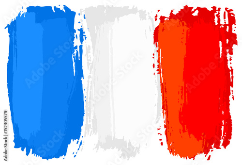 Flagge von Frankreich mit Pinselstrichen gemalt