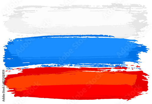 Flagge von Russland mit Pinselstrichen gemalt photo