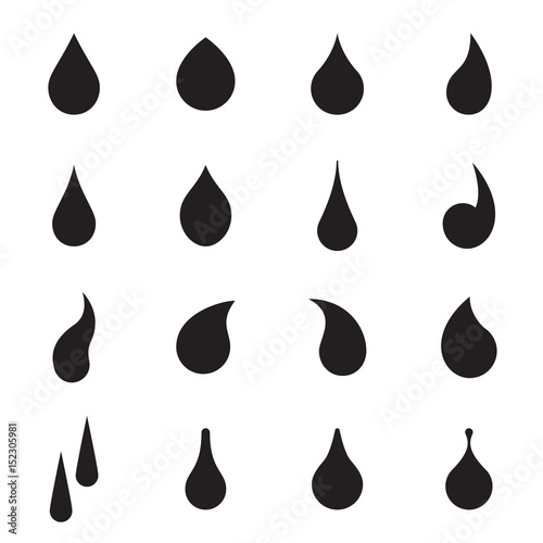 Drop shapes. Collection of droplet shapes isolated on a white background. Vector illustration photo