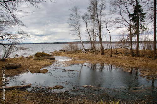 Fototapeta Naklejka Na Ścianę i Meble -  Mon repos - landscape Park on the shore of the Bay of Protective Vyborg Bay, Northern part of city Vyborg in Leningrad region. State historical-architectural and natural Museum-reserve.