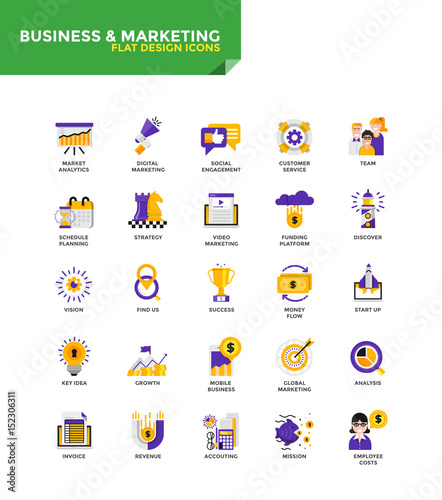 Modern material Flat design icons - Business and Marketing