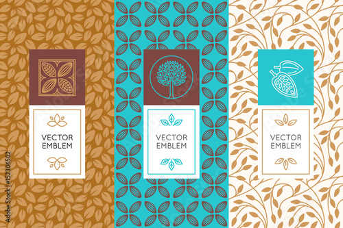 Vector set of design elements and seamless patterns for chocolate