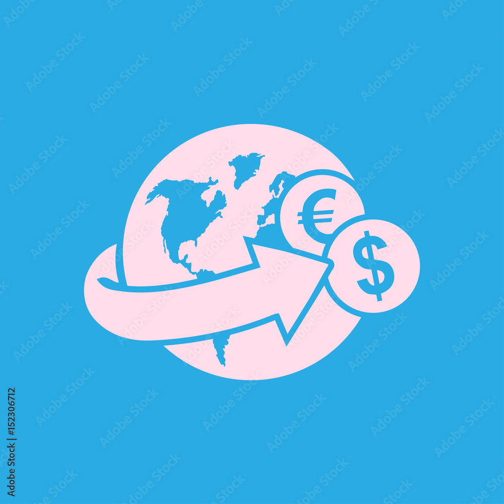 Arrow wrapped around the earth. Remittances icon. Arrow wrapped around the earth. Remittances icon.