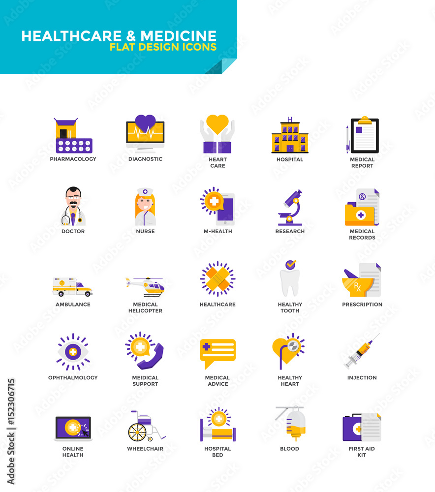 Modern material Flat design icons - Healthcare and Medicine