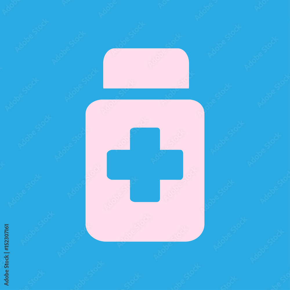Drugs sign icon. Pack with pills. Flat design style. Drugs sign icon. Pack with pills. Flat design style.