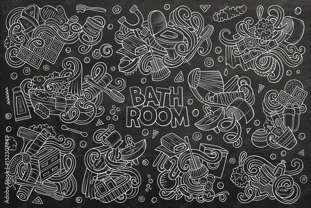 Vector set of Bathroom doodles designs Vector set of Bathroom doodles designs