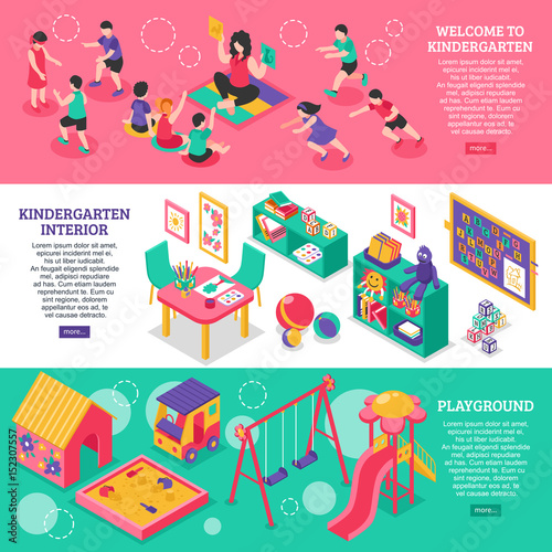  kindergarten Isometric Banners