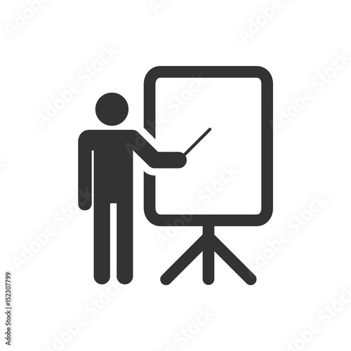 Training, education and presentation icon. Vector illustration. Black-white pictogramm