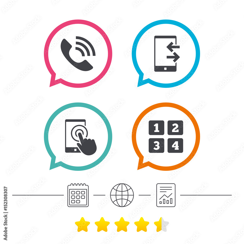 Phone icons. Call center support symbol.