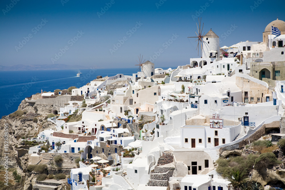 Santorini island, viewpoint from Oia village, Santorini, Greece Santorini island, viewpoint from Oia village, Santorini, Greece