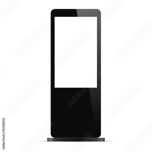 Digital signage with blank screen isolated on white background. Mockup to showcasing information or advertising. Vector illustration