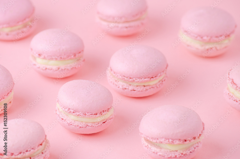 pink macaroons homemade, on pink background, diagonal, selective focus pink macaroons homemade, on pink background, diagonal, selective focus