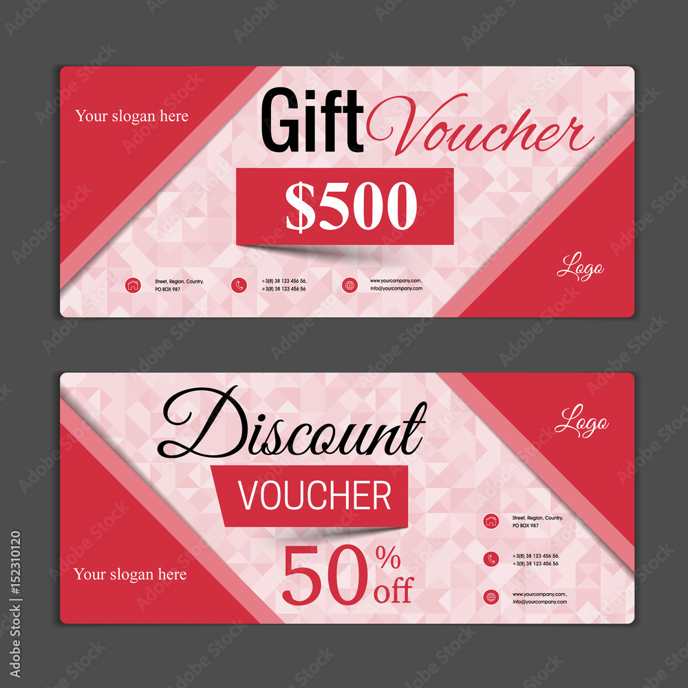 Gift voucher template. Can be use for shopping cards, discount coupon, banner, discount card , web design and other. Vector illustration. Abstract design Gift voucher template. Can be use for shopping cards, discount coupon, banner, discount card , web design and other. Vector illustration. Abstract design