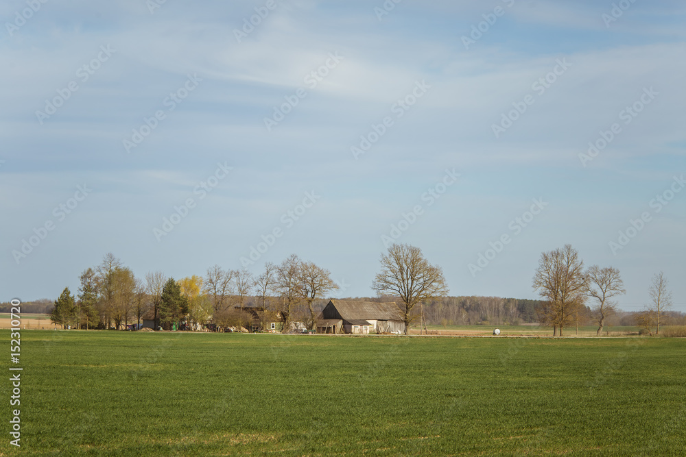 A beautiful spring landscape in a sunny day in Northern Europe