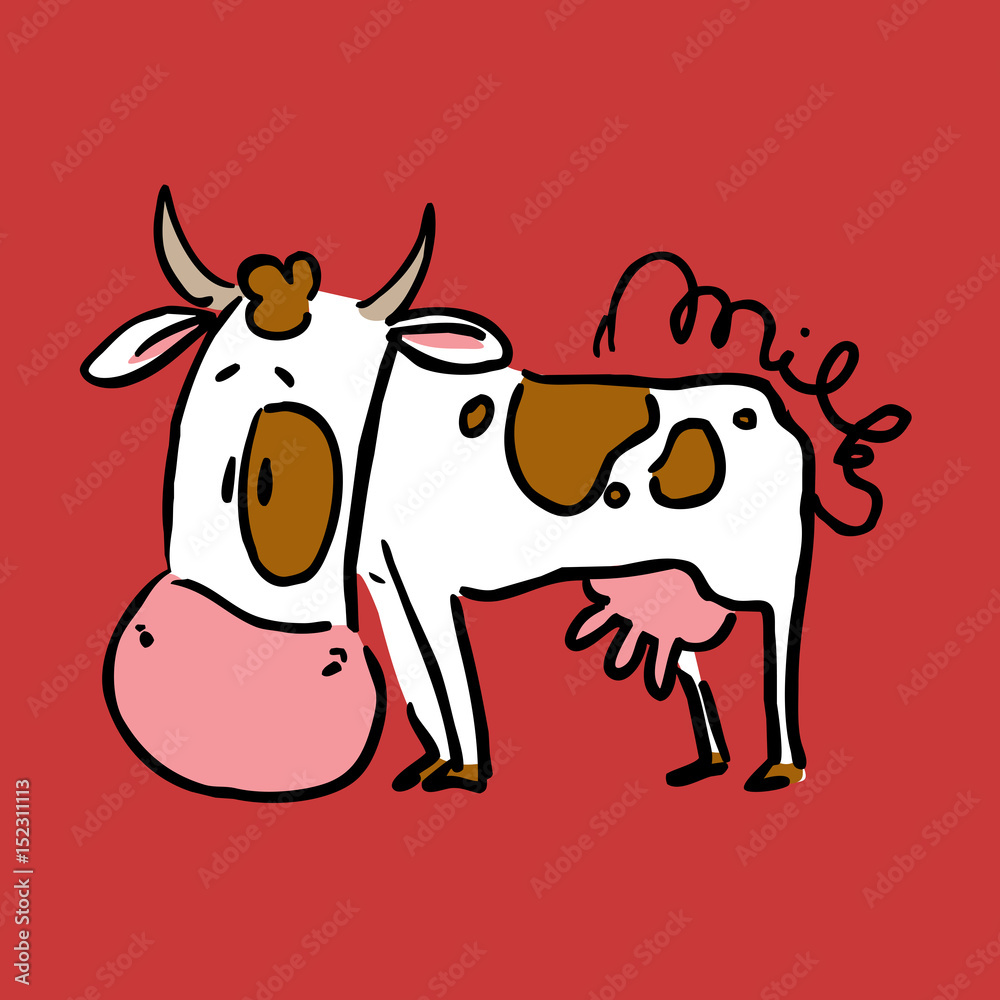 cute cow cartoon - vector illustration