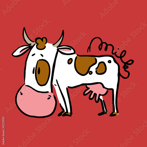 cute cow cartoon - vector illustration