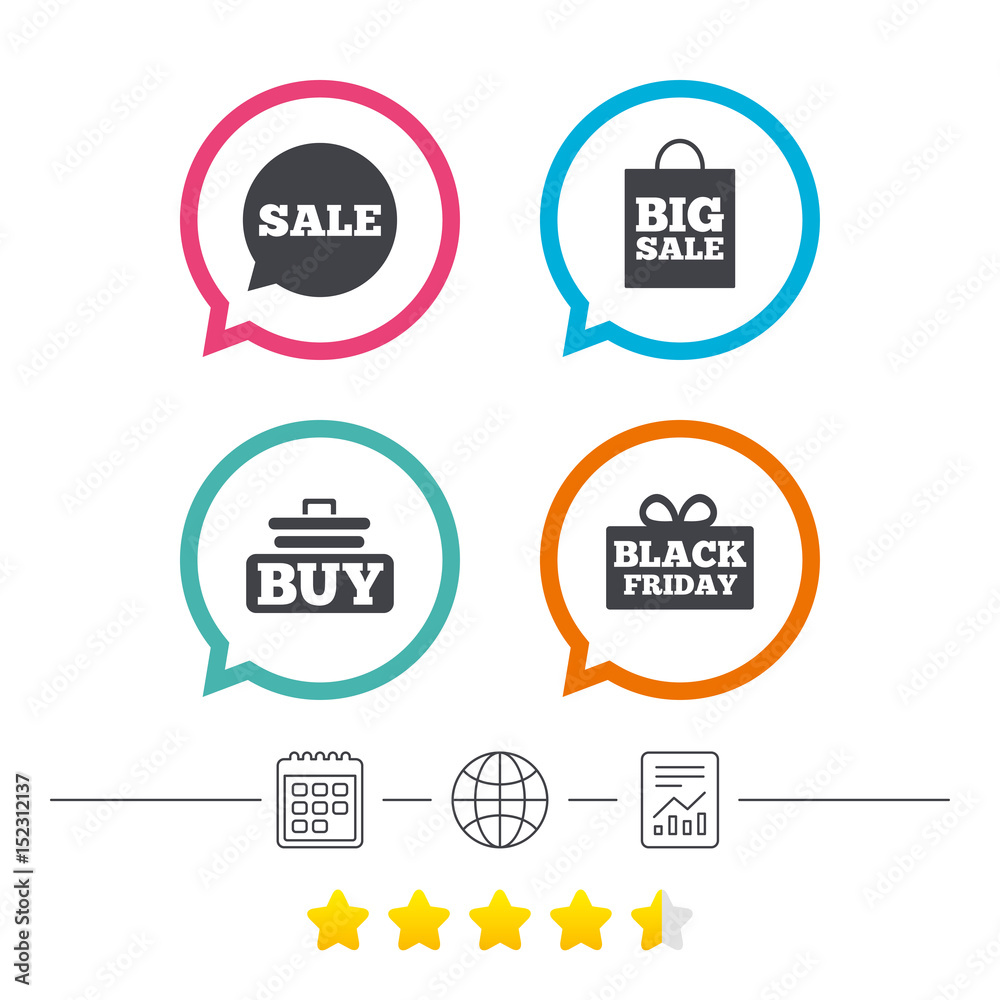 Fototapeta premium Sale speech bubble icons. Buy cart symbol.