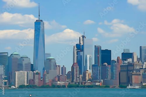 Manhattan Skyline Watercolor Painting