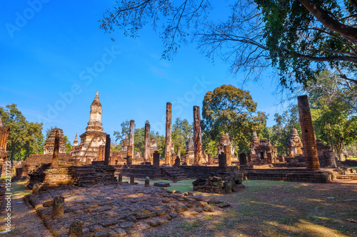 Wat Chedi Jet Thaew at Si Satchanalai Historical Park  a UNESCO World Heritage Site in Sukhothai   Thailand.