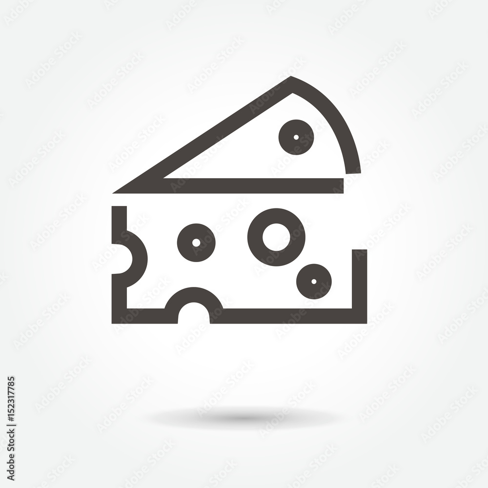 icon Cheese illustration isolated sign symbol thin line for web, modern minimalistic flat design vector on white background icon Cheese illustration isolated sign symbol thin line for web, modern minimalistic flat design vector on white background