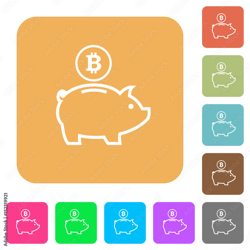 Bitcoin piggy bank rounded square flat icons Bitcoin piggy bank rounded square flat icons