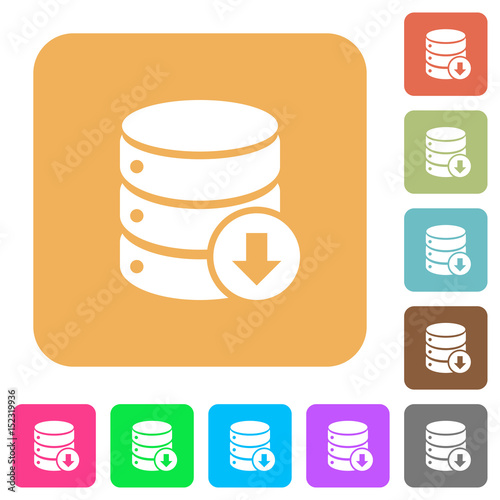 Database down rounded square flat icons