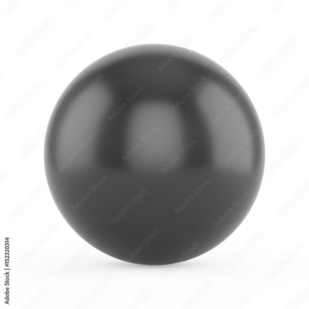 3d rendering black sphere on white background