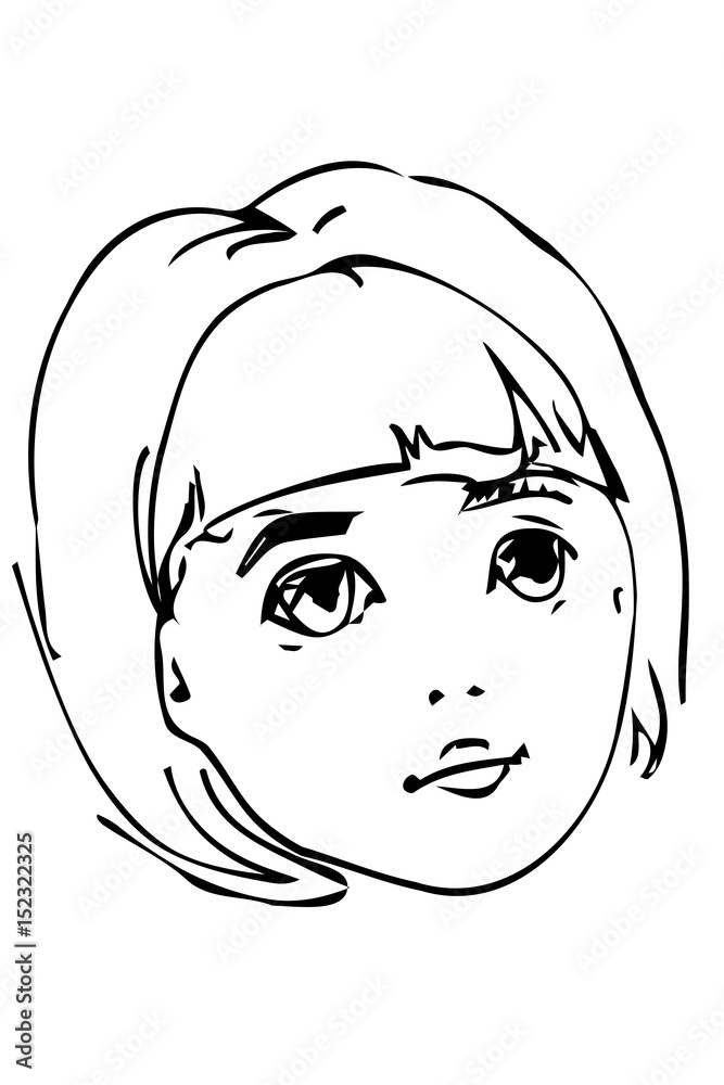 vector sketch of a beautiful little blonde girl vector sketch of a beautiful little blonde girl