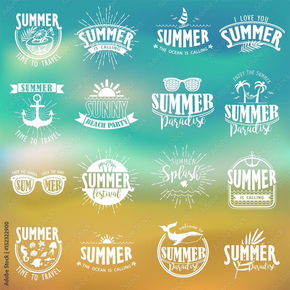 Summer Designs on Tropical Beach Background