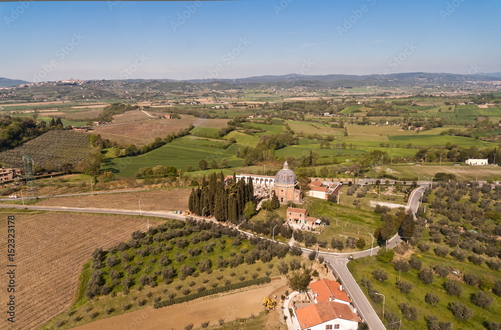Naklejka premium The cemetery in the middle of Valdichiana in Tuscany - Italy