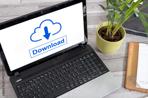 Vászonkép Data download concept on a laptop