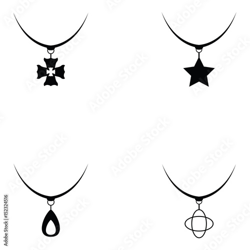 Necklace icon set
