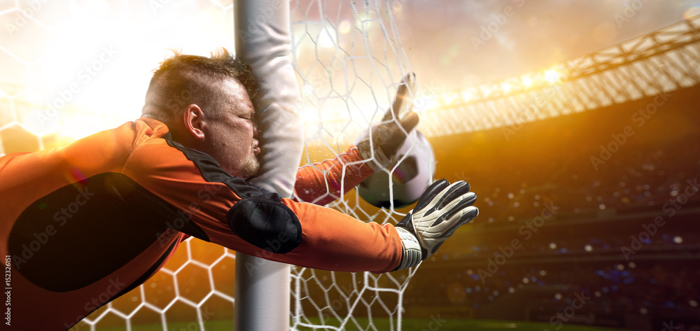 Fat gatekeeper failed goal soccer funny pictures Stock Photo | Adobe Stock