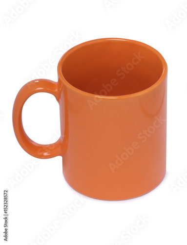 Ceramics cup with tea on white background