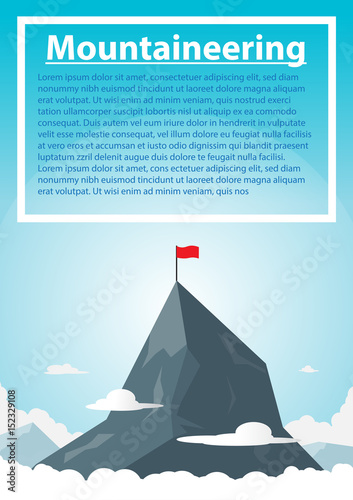 mountaineering on peck mountain. design is feeling to victory. vector illustration