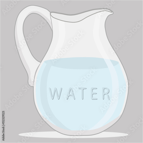 Vector illustration logo for set blue water in jug background.Jug pattern consisting of glass pitcher filled waters plastic package natural product.
