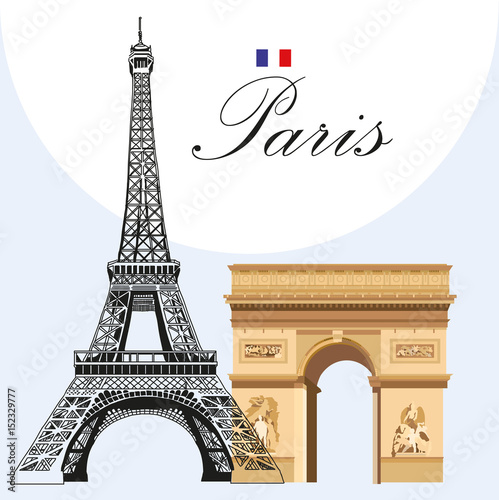 Vector Eiffel tower and Triumphal Arch